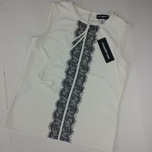 NWT Karl Lagerfeld Black Lace Tank Top Blouse